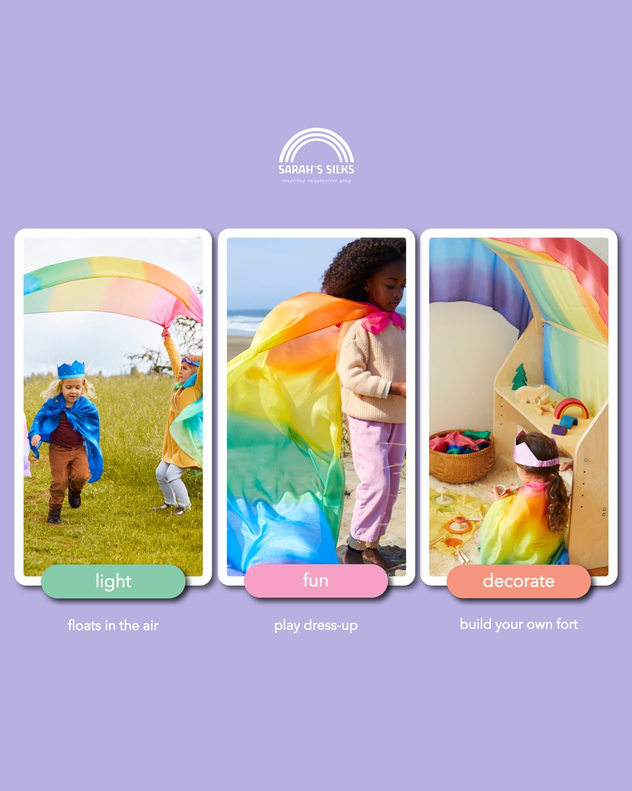 新品　サラズシルク　プレイシルク　giant レインボー　rainbow Giant Rainbow Playsilk | Shop Sarah's Silks